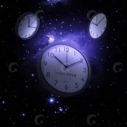 Обложка для песни «Blue Clock»: часы и лицо; палитра — синяя