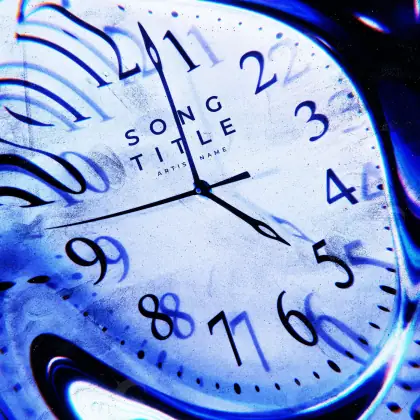 Premade cover art “Blue Clock”: clock and face, blue tones