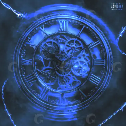 Album cover art “Blue Clock”: clock and face, blue tones