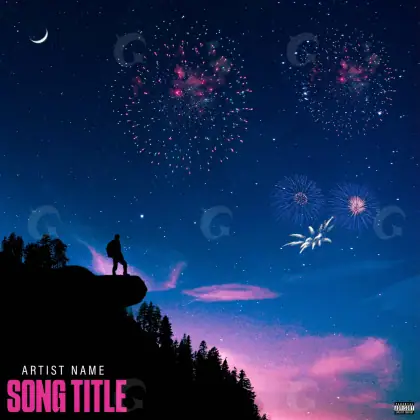 Arte de portada musical «Blue Cloud»: nube y árbol; color azul