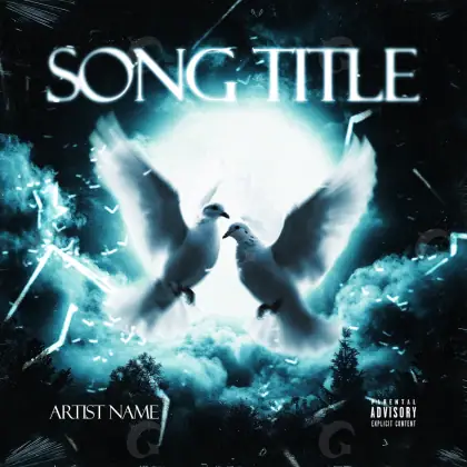 Portada para canción «Blue Cloud»: nube y ave; color azul