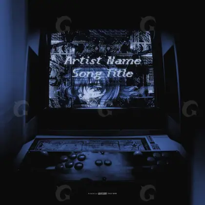 Обложка для песни «Blue Computer»: компьютер и лицо; палитра — синяя
