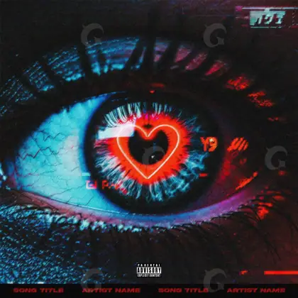 Обложка для альбома «Blue Eyes»: глаза и сердце; палитра — синяя
