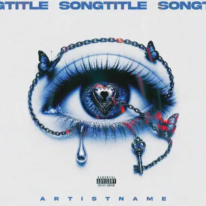 Portada para canción «Blue Eyes»: ojos y corazón; color azul