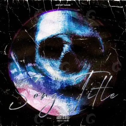 Premade cover art “Blue Face”: face and circle, blue tones