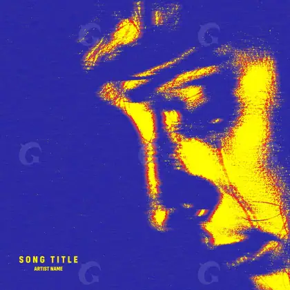 Premade cover art “Blue Face”: face and eyes, blue tones