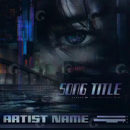Premade cover art “Blue Face”: face and eyes, blue tones