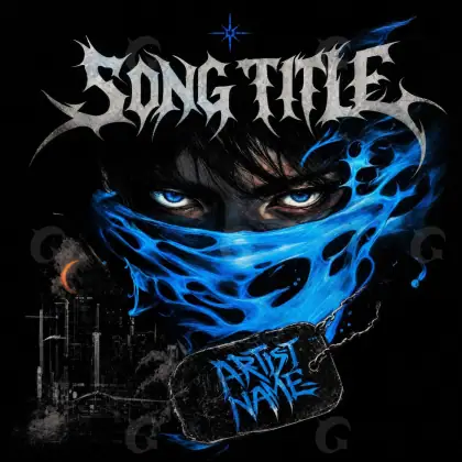 Arte de portada musical «Blue Face»: rostro y ojos; color azul