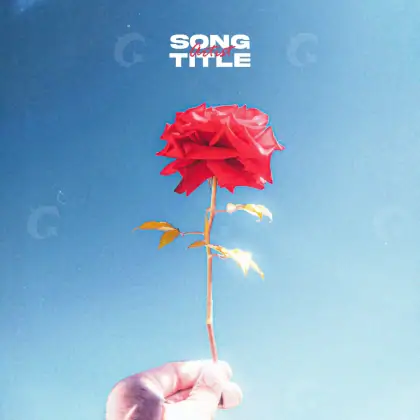 Portada para canción «Blue Hand»: mano y rosa; color azul