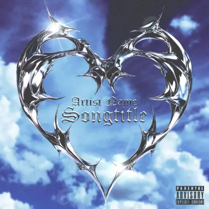 Music cover artwork “Blue Heart”: heart and cloud, blue tones
