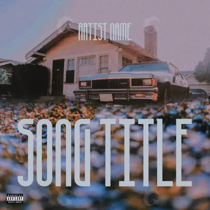 Album cover art “Blue House”: house and car, blue tones