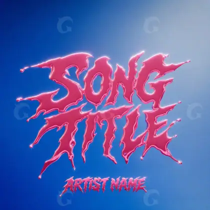 Готовая обложка для трека «Blue Lettering»: типографика и абстракция; палитра — синяя