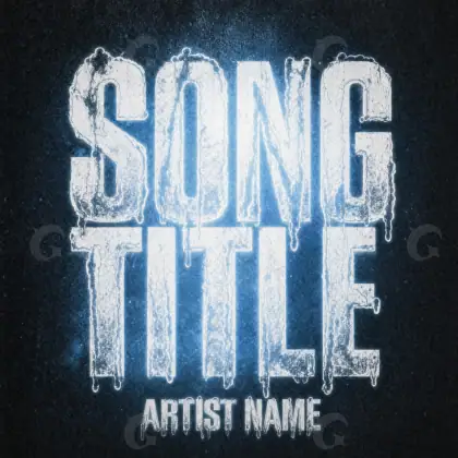 Готовая обложка для трека «Blue Lettering»: типографика и абстракция; палитра — синяя