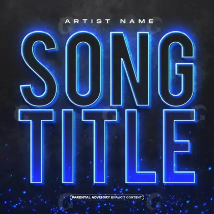 Готовая обложка для трека «Blue Lettering»: типографика; палитра — синяя