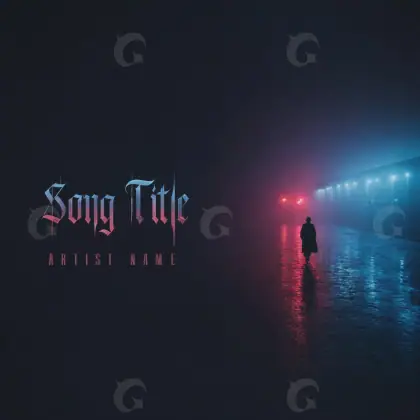 Premade cover art “Blue Lettering”: lettering, blue tones