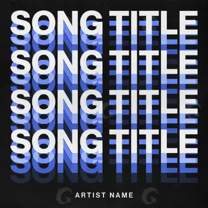 Готовая обложка для трека «Blue Lettering»: типографика и абстракция; палитра — синяя