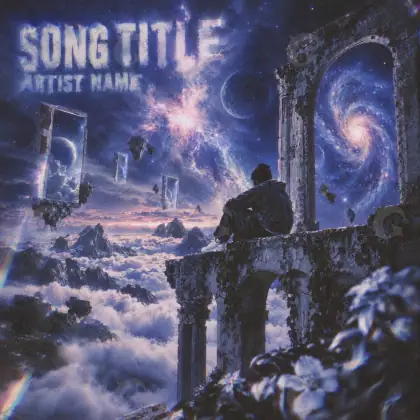 Arte de portada musical «Blue Man»: hombre y nube; color azul