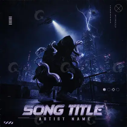 Music cover artwork “Blue Man”: man and building, blue tones