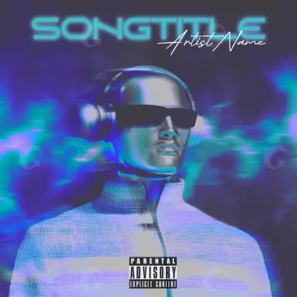 Album cover art “Blue Man”: man and headphones, blue tones