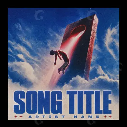 Music cover artwork “Blue Man”: man and building, blue tones