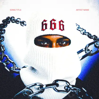 Обложка для песни «Blue Mask»: маска и цепь; палитра — синяя