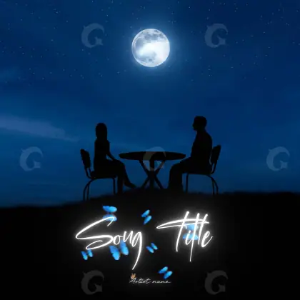 Portada para canción «Blue Moon»: luna y metal; color azul