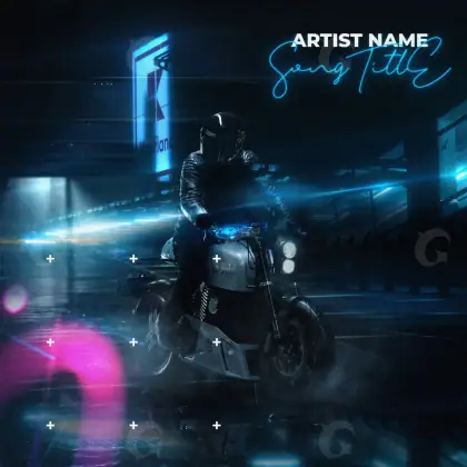 Обложка для песни «Blue Motorbike»: мотоцикл; палитра — синяя