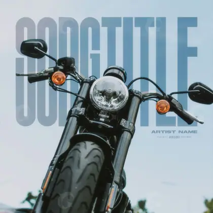 Portada para canción «Blue Motorbike»: moto y espejo; color azul