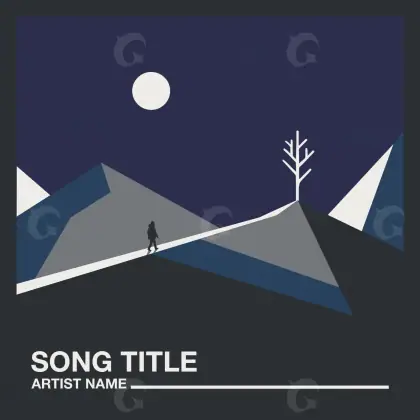 Premade cover art “Blue Mountain”: mountain and moon, blue tones