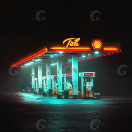 Обложка для песни «Blue Neon»: неон и здание; палитра — синяя