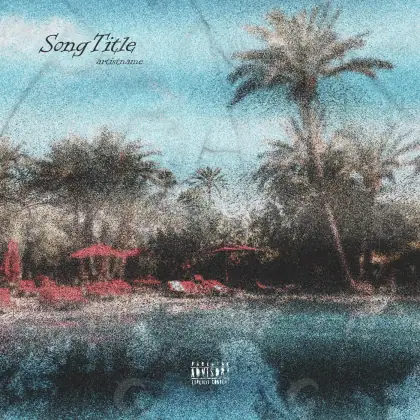 Portada para canción «Blue Palm»: palmera y árbol; color azul