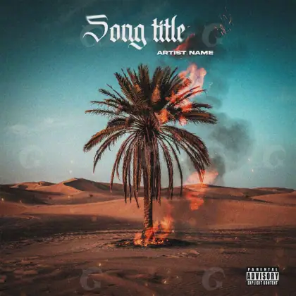 Album cover art “Blue Palm”: palm and tree, blue tones
