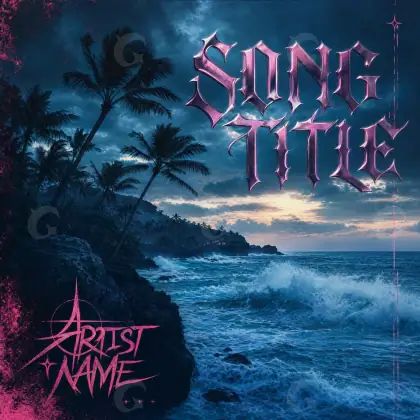 Portada para canción «Blue Palm»: palmera y árbol; color azul