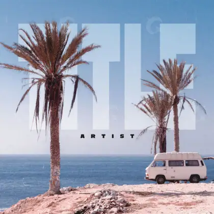 Обложка для альбома «Blue Palm»: пальма и дерево; палитра — синяя