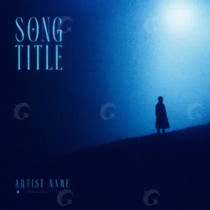 Обложка для песни «Blue Silhouette»: силуэт и луна; палитра — синяя