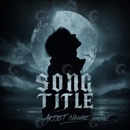 Portada para canción «Blue Silhouette»: silueta y luna; color azul