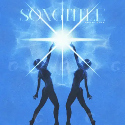 Обложка для песни «Blue Silhouette»: силуэт и солнце; палитра — синяя
