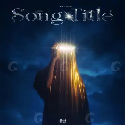 Arte de portada musical «Blue Silhouette»: silueta y mano; color azul