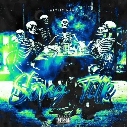 Premade cover art “Blue Skeleton”: skeleton, blue tones