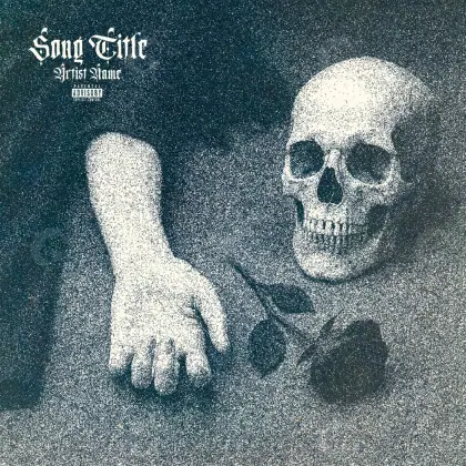 Portada para canción «Blue Skeleton»: esqueleto y mano; color azul