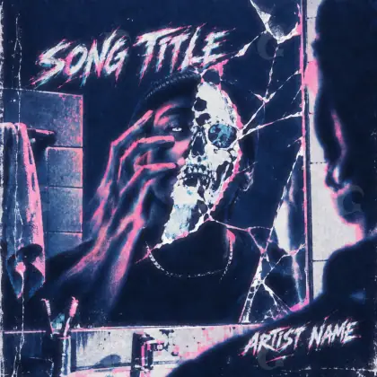 Album cover art “Blue Skull”: skull and face, blue tones
