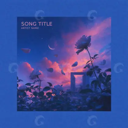 Arte de portada musical «Blue Star»: estrella y nube; color azul
