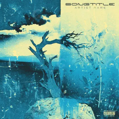 Portada prediseñada «Blue Tree»: árbol y nube; color azul