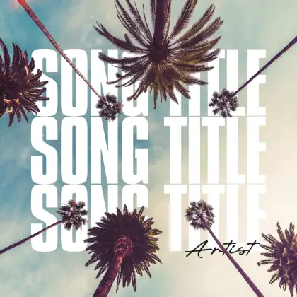 Arte de portada musical «Blue Tree»: árbol y palmera; color azul