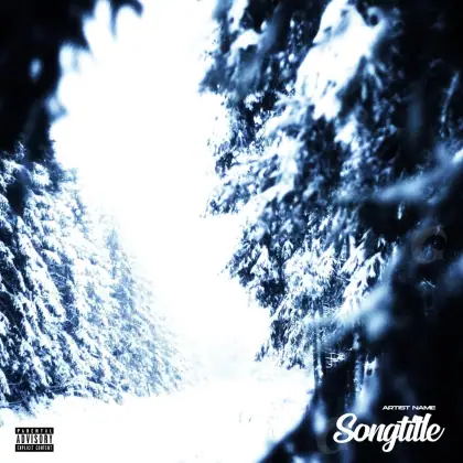 Music cover artwork “Blue Tree”: tree and snow, blue tones