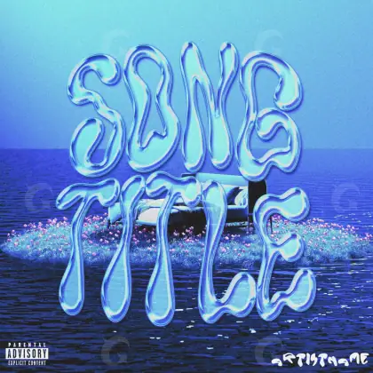 Music cover artwork “Blue Water”: water and flower, blue tones
