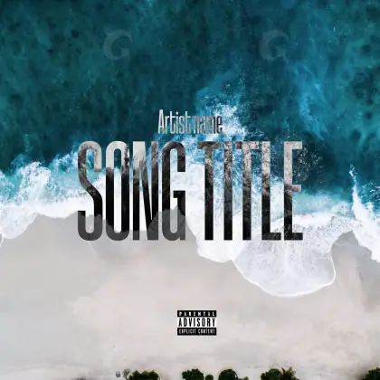 Arte de portada musical «Blue Wave»: ola y agua; color azul