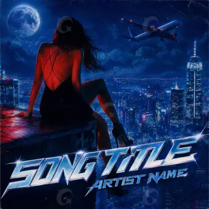 Album cover art “Blue Woman”: woman and city, blue tones