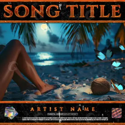 Music cover artwork “Blue Woman”: woman and palm, blue tones