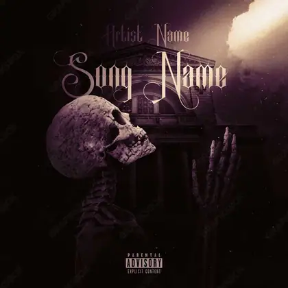 Portada de álbum prediseñada «Pray Skull» — una escena sombría que mantiene la tensión, en una gama naranja